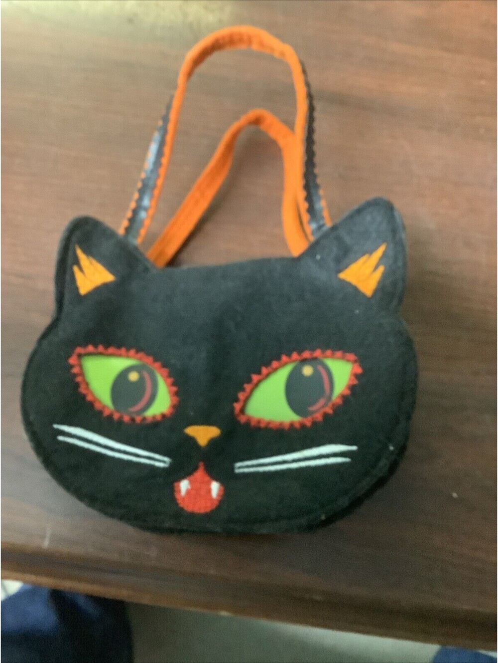 Small Halloween Black Cat Felt Treat Bag / Purse Galerie Au Chocolat